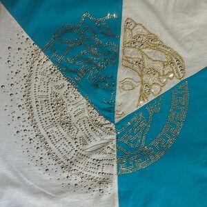 Vintage Gianni Versace studded color block T-shirt XL